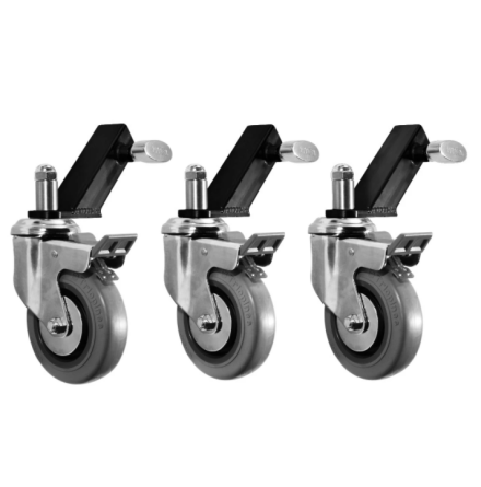 Wheels for combo stands (set of 3 wheels &amp; slip on adapters)