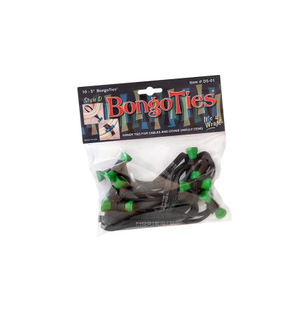 BongoTies TreeFrog (Black/Green) (10 per pkg)